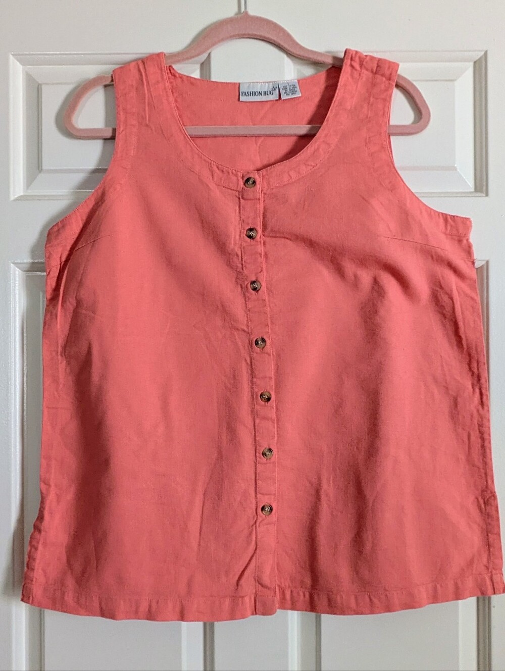 Vintage Coral Sleeveless Button-Front Tank